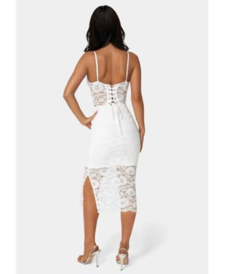 Women's Lace-Up Back Midi Dress