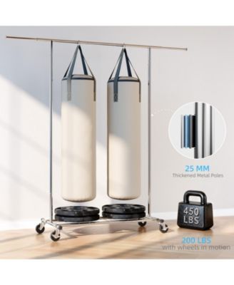 Adjustable Rolling Garment Rack with Extendable Hanging Rod