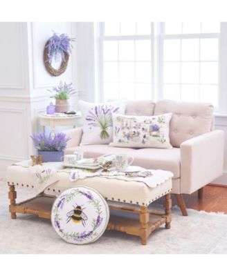 Lavender Wagon Field Village Eau de Lavande Graphic Print Throw Indoor/Outdoor Accent Pillow, 18" x 18.