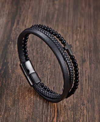 Men's Vero Faith Leather Stainless Steel Bracelet