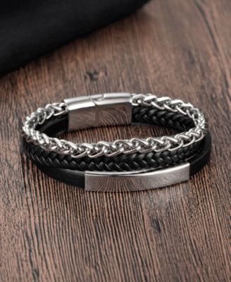 Men's Lexor Leather & Stainless Steel Bracelet