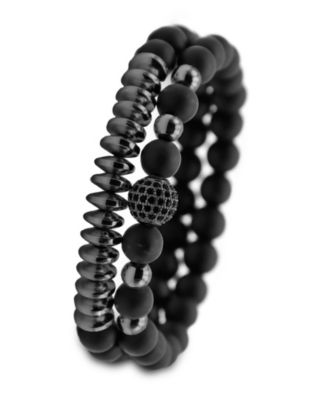 Men's Stainless Steel & Novar Black Bracelet