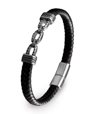 Men's Ferum Leather & Stainless Steel Bracelet