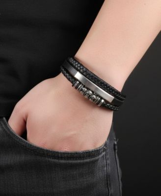 Men's Mortis Leather & Stainless Steel Bracelet