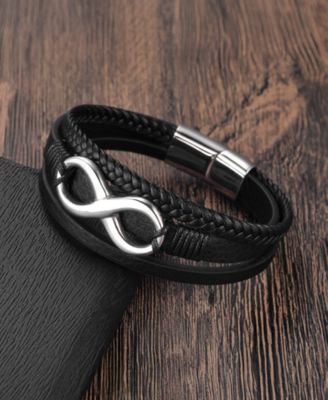 Men's Eterna Leather & Stainless Steel Bracelet