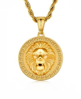 Men's Lion Kingdom Coin Pendant Necklace in 18k Gold Plated