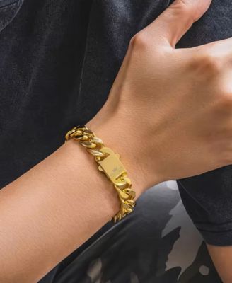 Men's Stainless Steel Cuban Chain Bracelet in 18k Gold Plated
