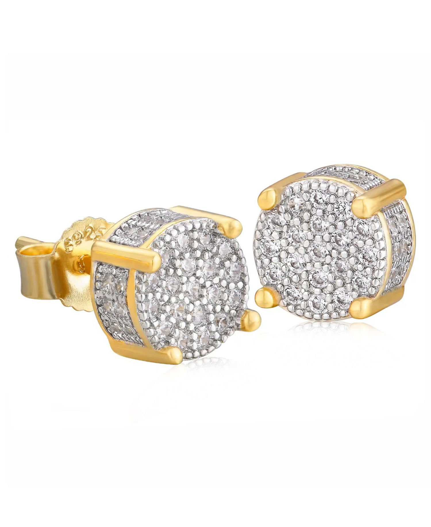 Men's Cubic Zirconia Iced Forge Stud Earrings in 14k Gold Plated