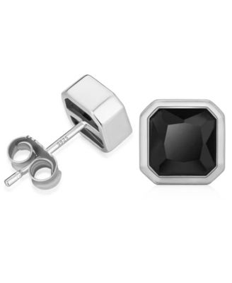 Men's Noble Stud Earrings in 14k White Gold Plated Over Sterling Silver