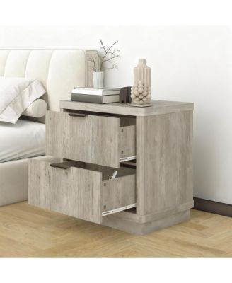 Elegant Fluted 2-Drawer Nightstand for Bedroom or Living Room