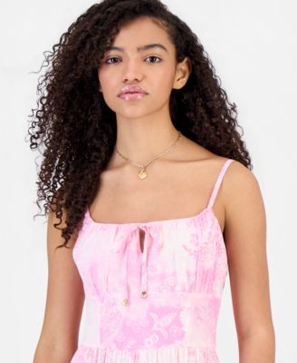 Juniors' Printed Tiered Midi Dress