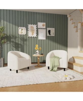 Chair Living Room Chairs Boucle Barrel Chairs Round Armchairs for Bedroom Waiting Room Office Reception Chairs