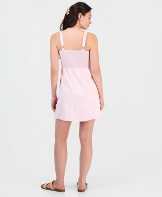 Juniors' Printed Linen-Blend Mini Dress