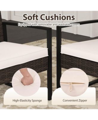 8 Pieces Patio Furniture Set PE Rattan Porch Chairs w/ Loveseat & Coffee Table