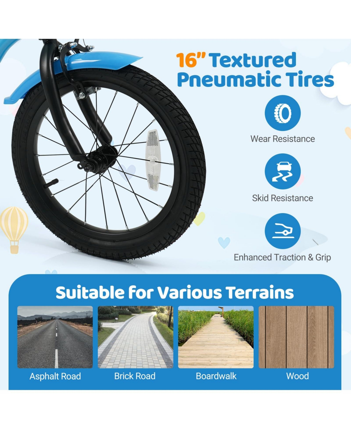 Mecale Inch Kids Bike with Training Wheels