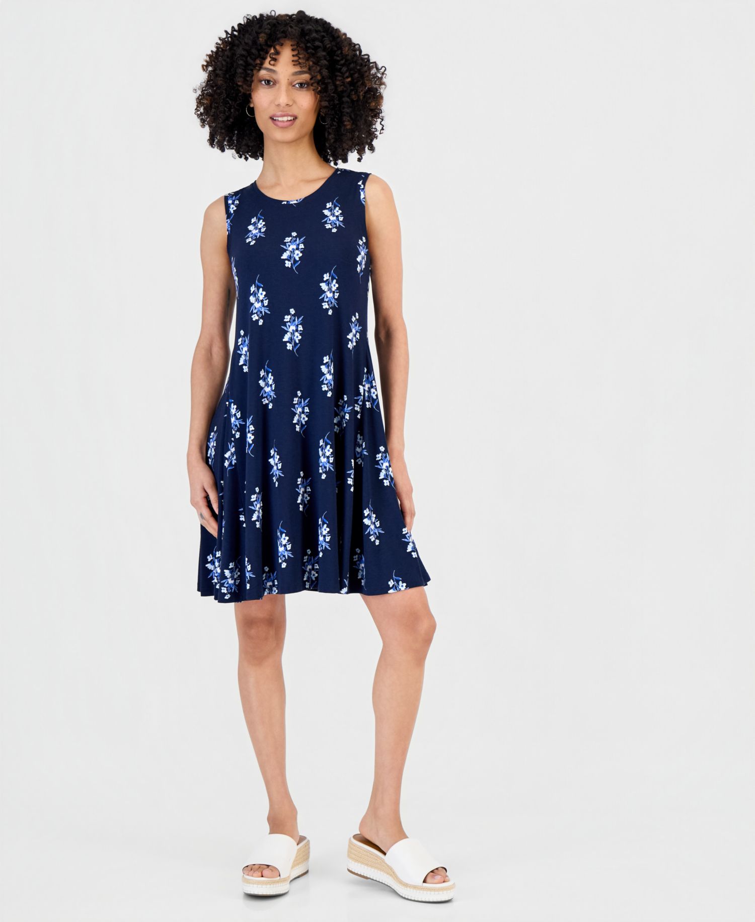 Petite Printed Sleeveless Knit Dress