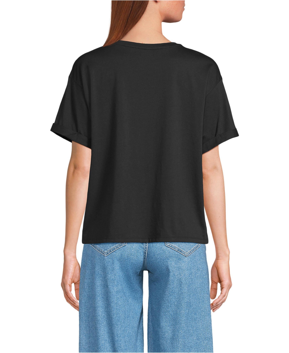 Lands' End Women's Oversized Supima Short Sleeve Crew Neck T-Shirt
