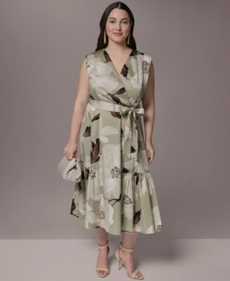 Plus Size Sleeveless Belted Midi Dress