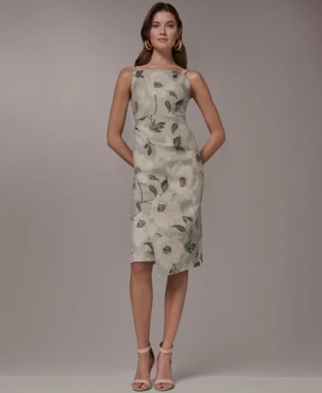 Petite Jacquard Sheath Dress - Agave Multi