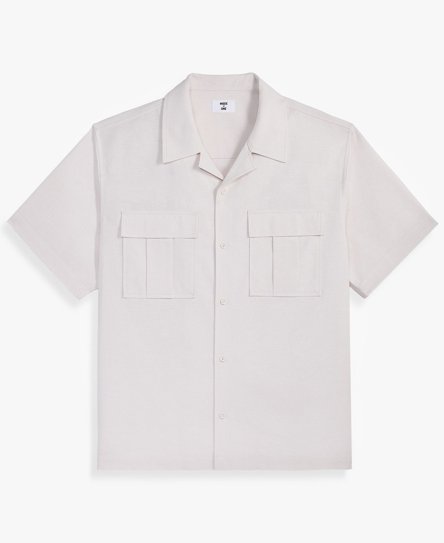 Мужская рубашка Mode of One Linen & Cotton Relaxed Utility, цвет: Состаренный кремовый — фото 5