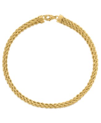 Polished Multi Row Rope Chain Bracelet in 10k Gold
