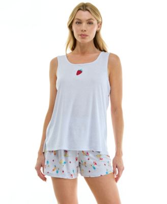 Women's Sleeveless Tank Top and Pajama Shorts, 2-Piece Set