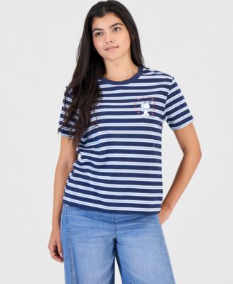 Juniors' Snoopy Striped Graphic T-Shirt