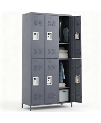 Large 72" Steel Locker with 6 Doors for Gym, Office, or School- Spacious, Durable, Easy Assembly