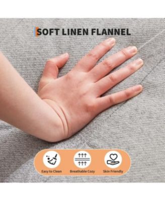 Convertible Futon Sofa Bed, 75.5” Linen Flannel Loveseat Couch Bed With Solid Wood Legs & 700lbs Capacity