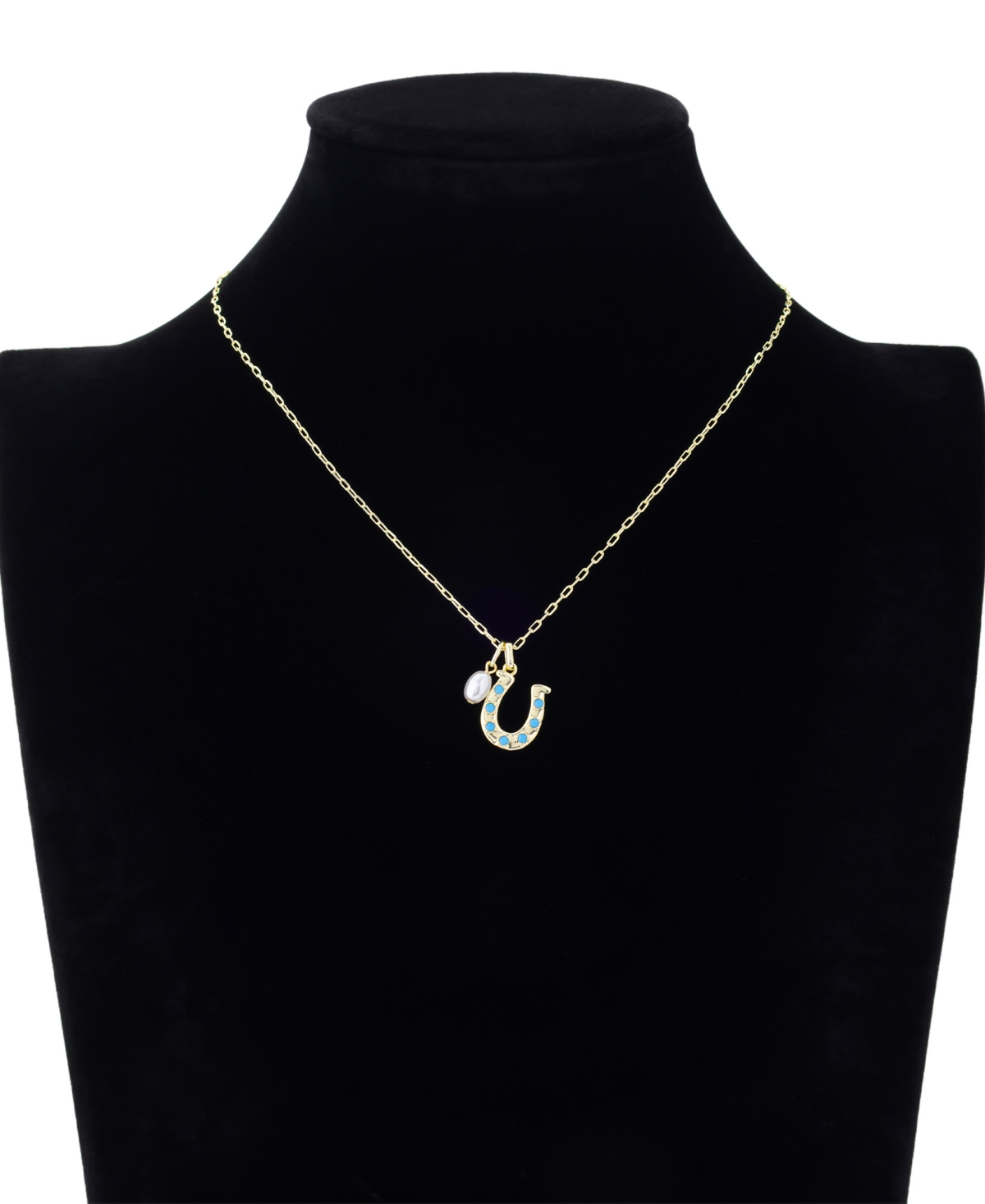 Unwritten Cubic Zirconia and Pearl Horseshoe Cluster Charm Pendant Necklace