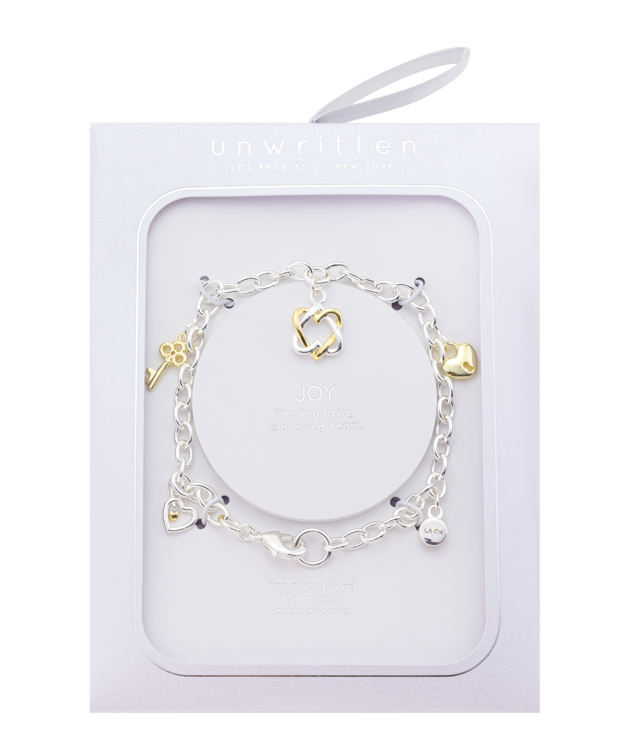 Unwritten Cubic Zirconia Open Heart Charm Bracelet