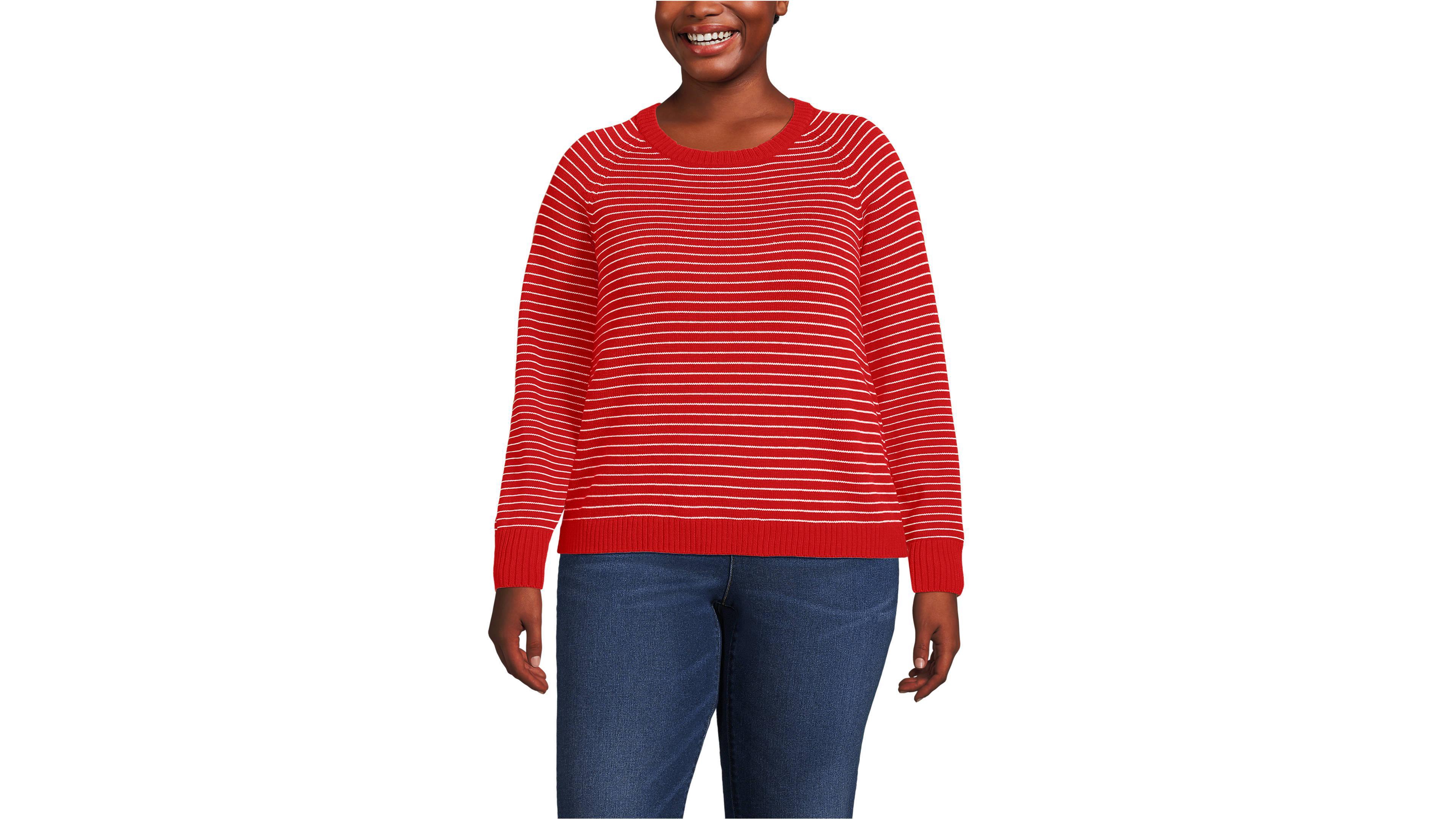 Lands' End Plus Drifter Raglan Crew Sweater