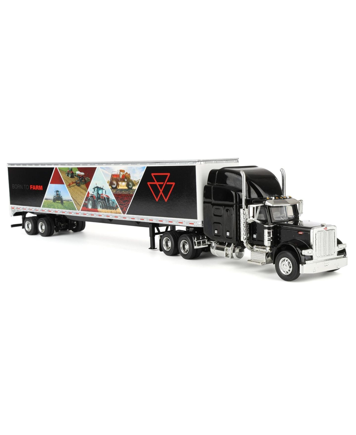 Детская игрушка Spec Cast 1/64 Scale Massey Ferguson "Born to Farm" Die-Cast Peterbilt 379 Semi Truck with Box Trailer, цвет: Чёрный — фото 2