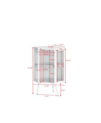 Corner Cabinet - Freestanding Glass Cabinet, Bathroom Storage Cabinet with Tempered Glass Door & Storage Shelf for Bathroom, Living Room