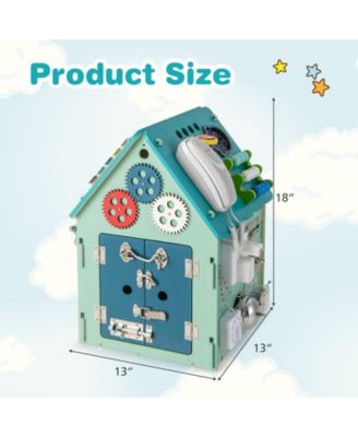 Montessori Playhouse with Sensory Games and Interior Storage, Blue Kids Play Tent