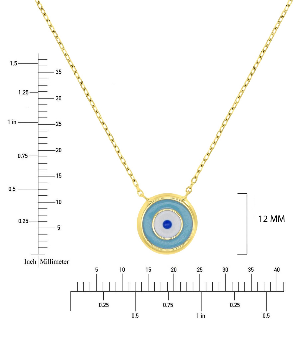 Macy's Enamel Evil Eye Necklace in 14k Yellow Gold Over Sterling Silver