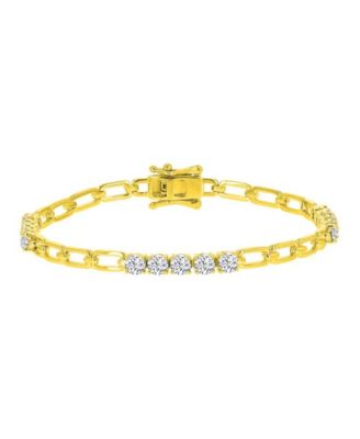 Cubic Zirconia Station Bracelet in 14k Yellow Gold Over Sterling Silver