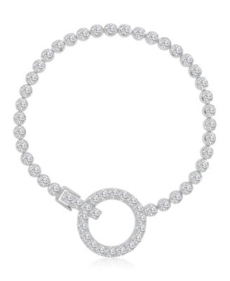 Cubic Zirconia Circle Tennis Bracelet in Rhodium Over Sterling Silver