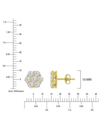 Cubic Zirconia Flower Stud Earrings in 14k Yellow Gold Over Sterling Silver
