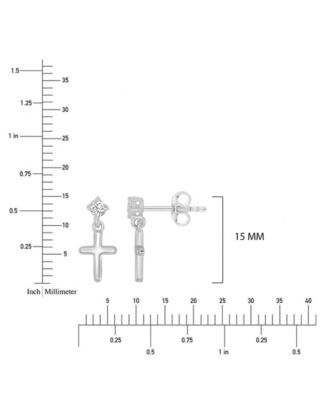 Cubic Zirconia Cross Dangling Earrings in Rhodium Over Sterling Silver