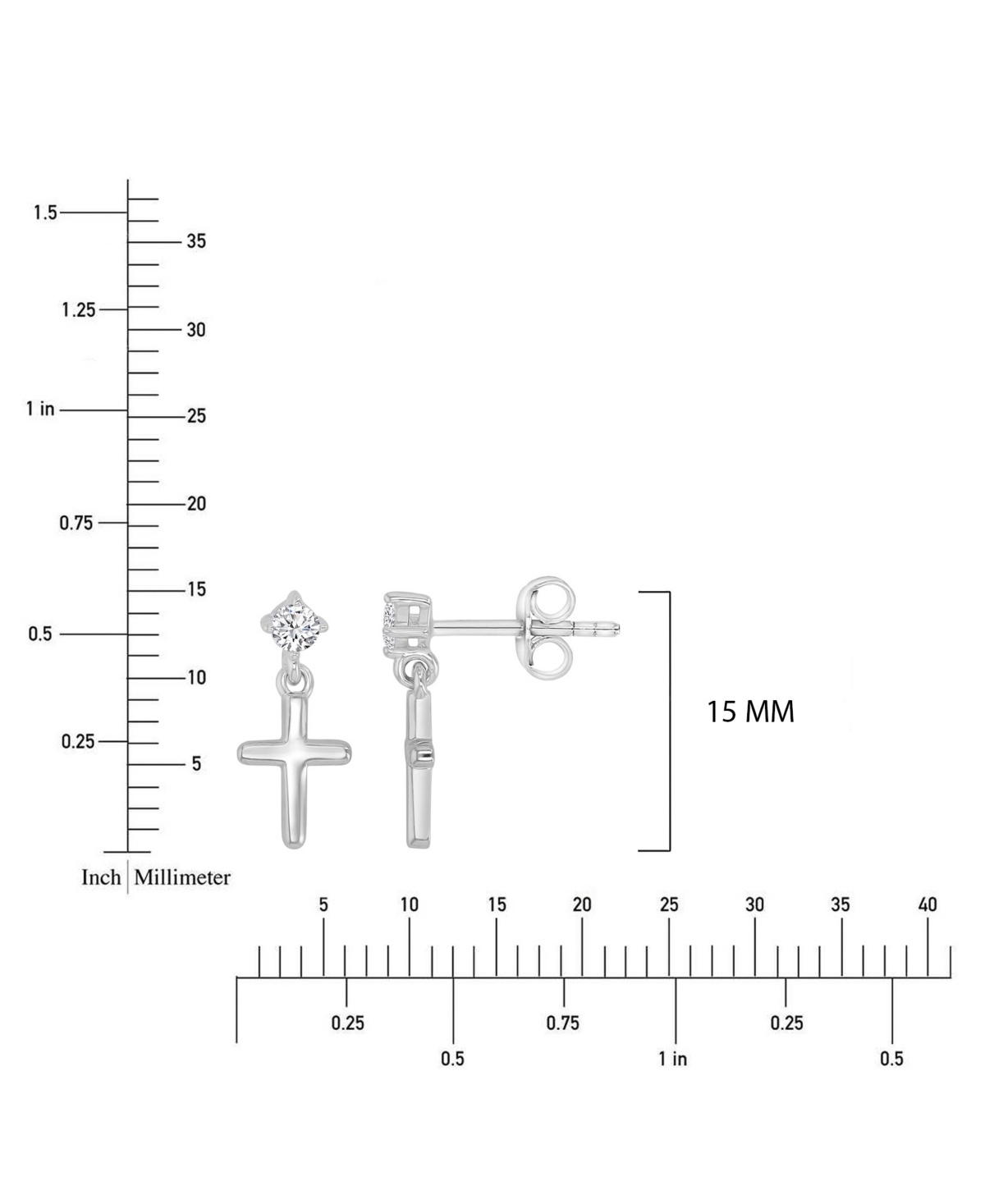 Macy's Cubic Zirconia Cross Dangling Earrings in Rhodium Over Sterling Silver