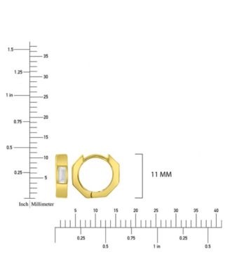 Cubic Zirconia Baguette Polygonal Huggie Earrings in 14k Yellow Gold Over Sterling Silver