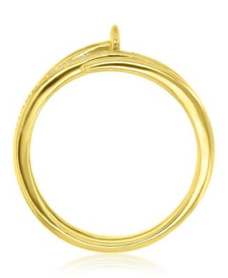 Cubic Zirconia Spiral Pin Ring in 14k Yellow Gold Over Sterling Silver