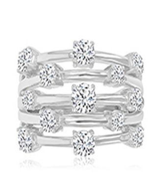 Cubic Zirconia 5-Row Ring in Rhodium Over Sterling Silver