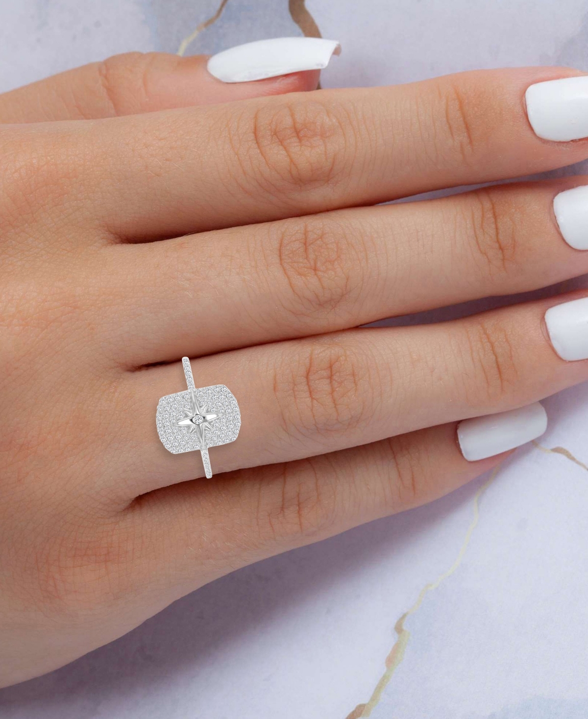 Macy's Cubic Zirconia Star Pave Ring 14k Yellow Gold Over Sterling Silver