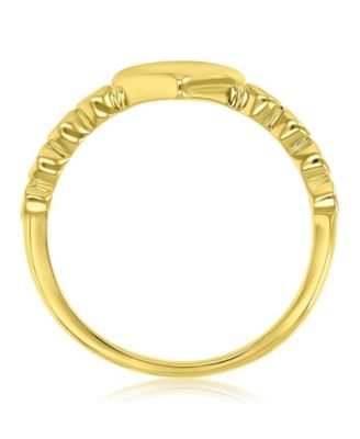 Cubic Zirconia Heart Ring in 14k Yellow Gold Over Sterling Silver