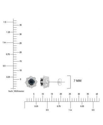 Diamond and Blue Sapphire Stud Earrings in 10k White Gold