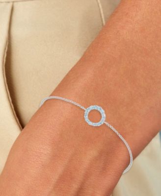 Blue Topaz Circle Bracelet in Rhodium Over Sterling Silver