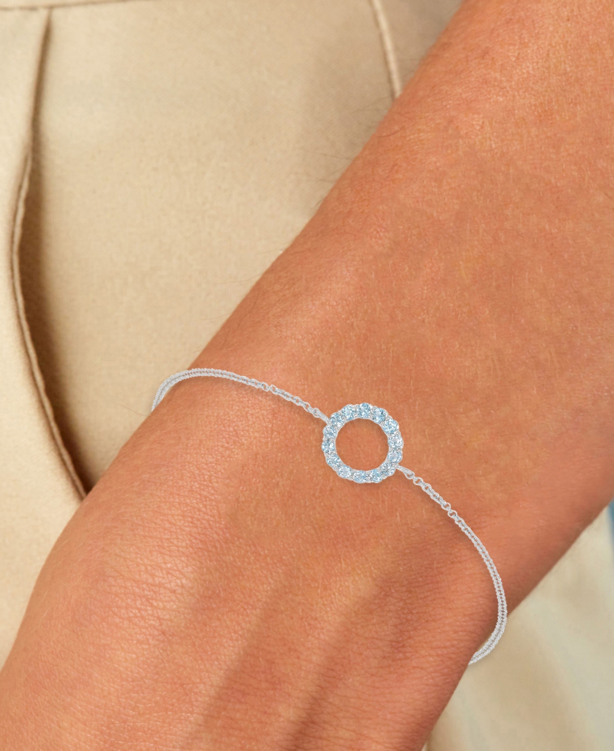 Macy's Blue Topaz Circle Bracelet in Rhodium Over Sterling Silver