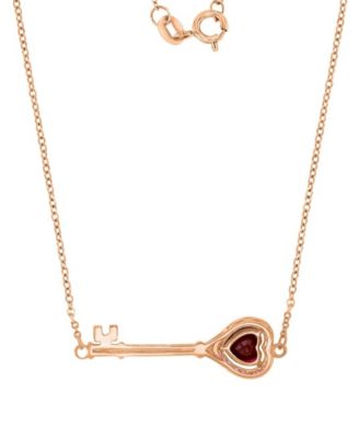 Ruby Key Necklace in 14k Rose Gold Over Sterling Silver